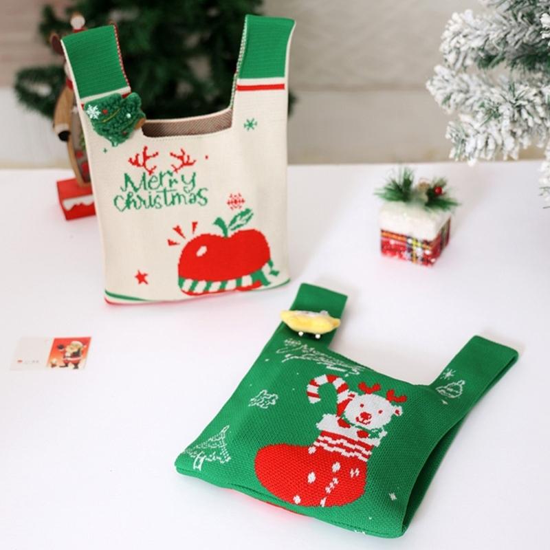 Festival Santa Druckstoff Geschenksäcke Stilvolle Waschbare Weihnachtsstrumpf Füllung Für Büro Zuhause Schule Veranstaltung Und Familienfeiern