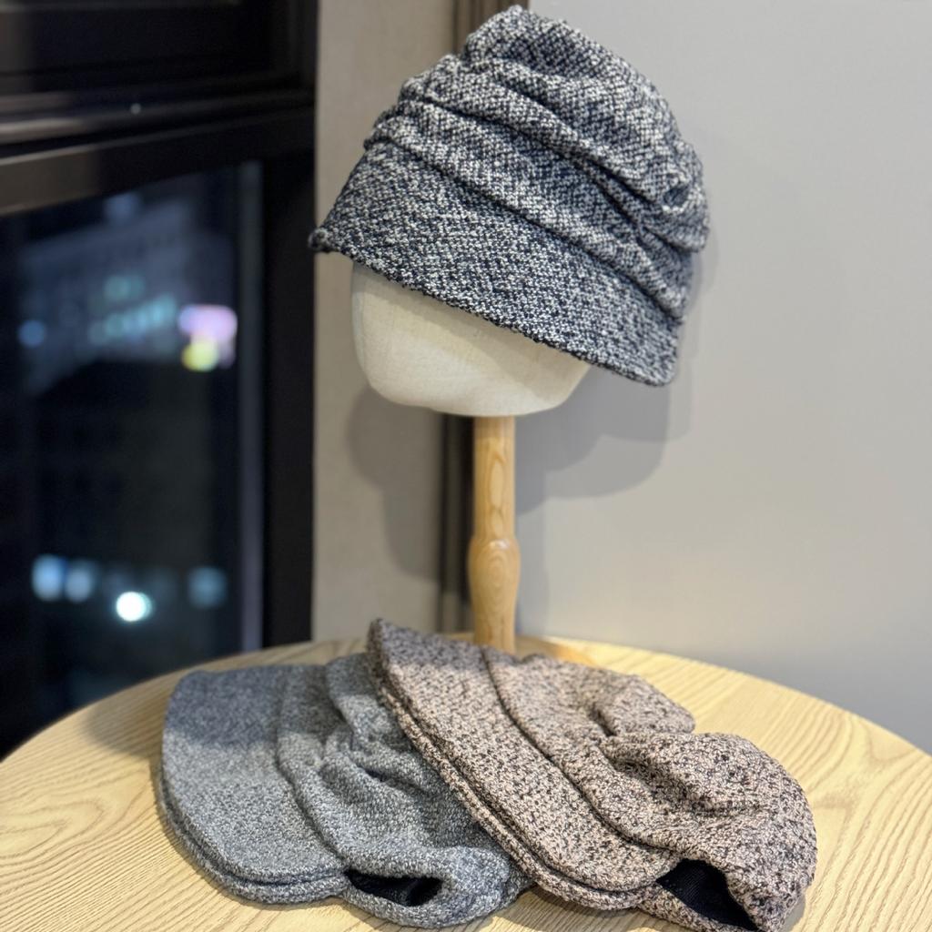 Korean-style vintage pleated fisherman hat for women, new autumn and winter versatile elegant tweed bucket hat