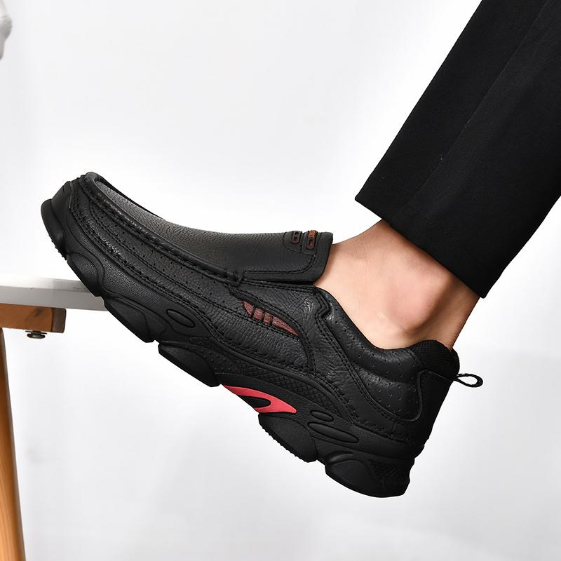 Fashion Handmade Mens Casual Leather Shoes Fashionable Driving Shoes Breathable Comfortable Men Slip On Flats Versatile Business Loafers