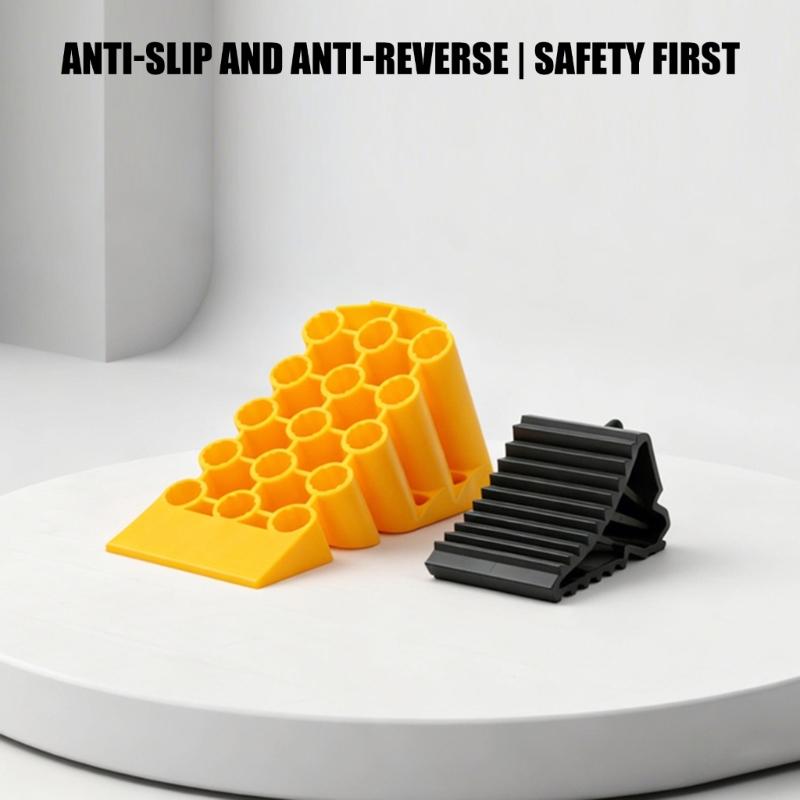 Reinforced Wheel Stopper For Secure Vehicle Parking Nonslip Base Design Wheel Chocks Garage Space Optimization