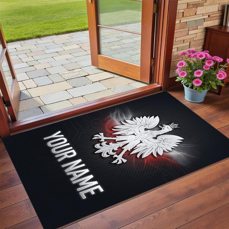 Crystal Velvet Rug Custom Name Text, Soft Non Slip Floor Mat Home DecorPoland