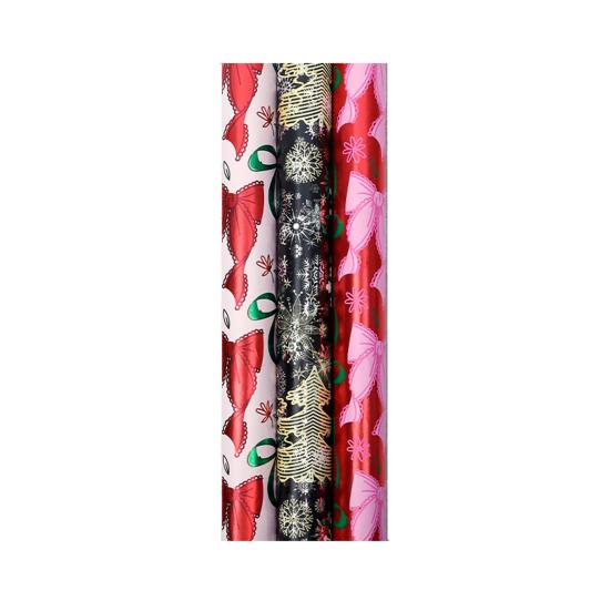 Christmas Wrapping Paper Roll 17 Inch x 120 Inch Snowflake Bow Jumbo Roll Vintage Holiday Gift Wrap for Christmas Parties Supplies