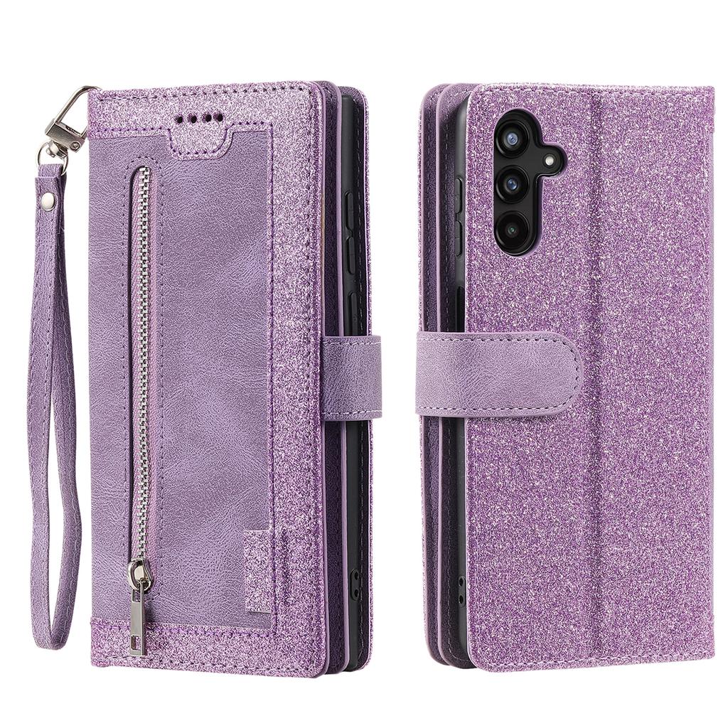 Shockproof PU Leather Phone Case for Samsung Galaxy A34 5G,Zipper Pocket Design Stand Anti-Scratch Protective Cover with 9 Card Slots
