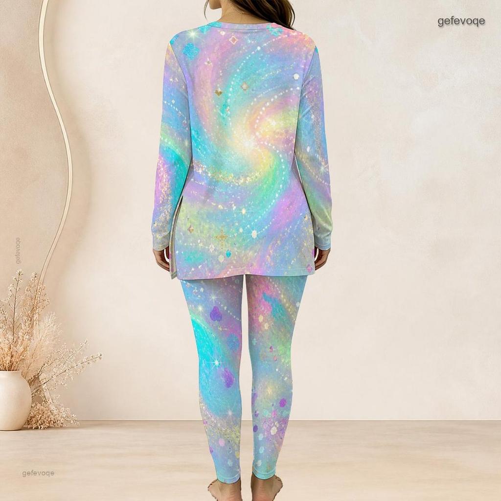 Women Plus Size Grey Printed Half Zip Long Sleeve Top And Fitted Long Pants Two Piece Outfit