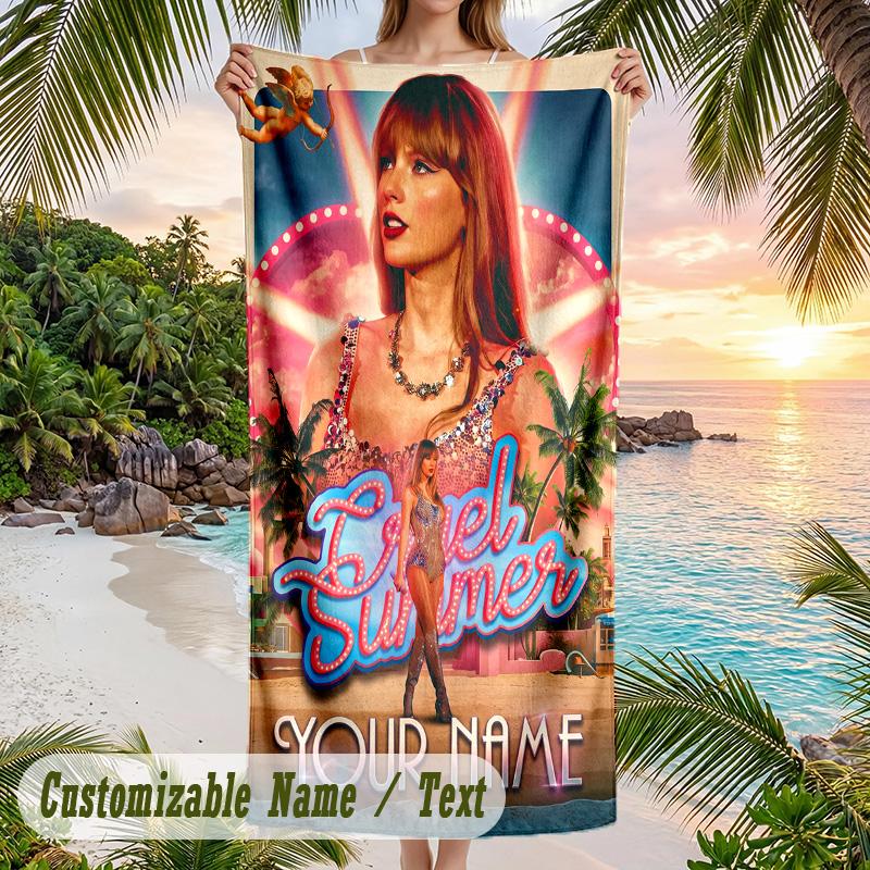 Asciugamano da Spiaggia Taylor Swift, Testo Personalizzato con Nome, Asciugatura Rapida Grande Assorbente per Spiaggia Piscina
