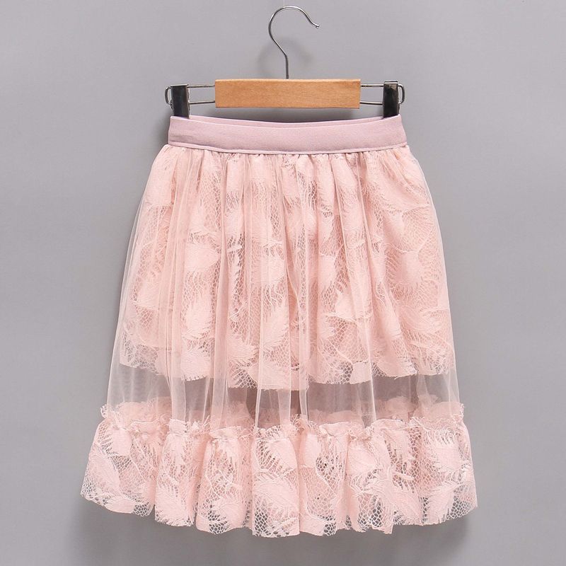 Children's Clothing Girls' Half Skirt Summer Children's Mesh Skirt Long Skirt Girls' Puffy Skirt Lace Pleated Skirt