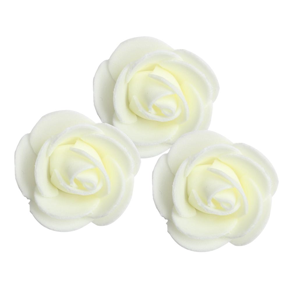 Buy 200pcs PE Foam Rose Flower Heads Artificial Flowers Creamy White ...