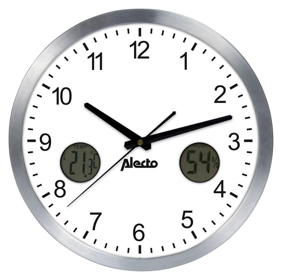 

Large analog wall clock, aluminum with thermometer and hygrometer Alecto AK-15, Alecto білий