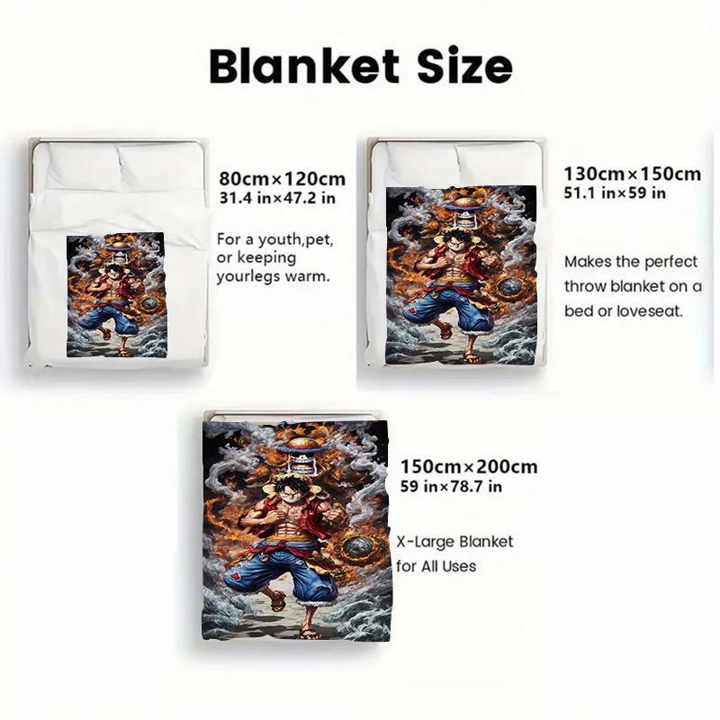 One Piece All Season Flannel Blanket Breathable Soft Warm Blanket for Spring Summer Autumn Winter THW