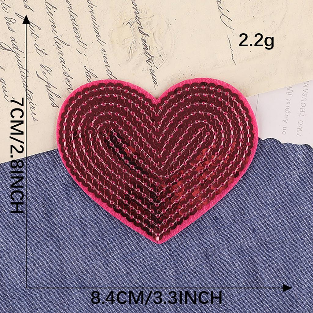 10 Pcs Heart Shape Iron On Patches Sewing On Applique Embroidered Heart Patches Sequins Patches for Clothes Bag Coats