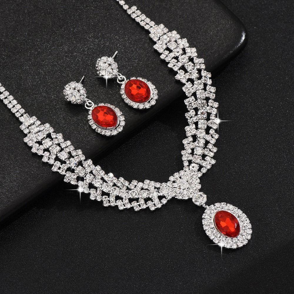 Sparkling Women's Rhinestone Jewelry Set Water Drop Pendant Crystal Jewelry Set  Party Banquet