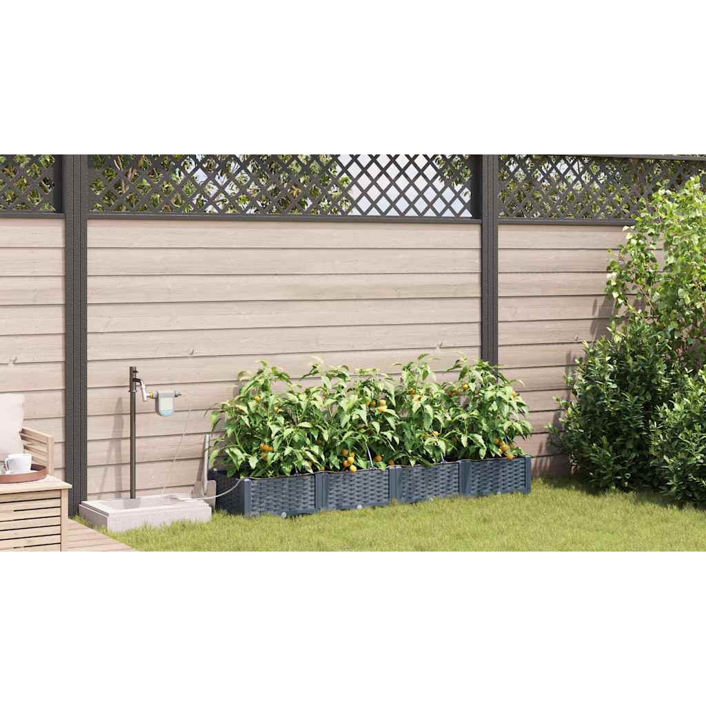 Garden Planter Set 4 pcs Light Grey 160 x 40 x 22 cm Plastic
