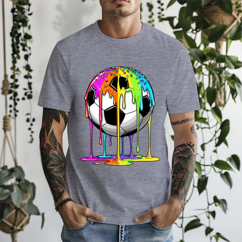 Unisexs Crew Neck T Shirt Melting Soccer Ball Graphic Short Sleeve Tees Summer Casual Tops For Unisex Sport Print Daily Shirts