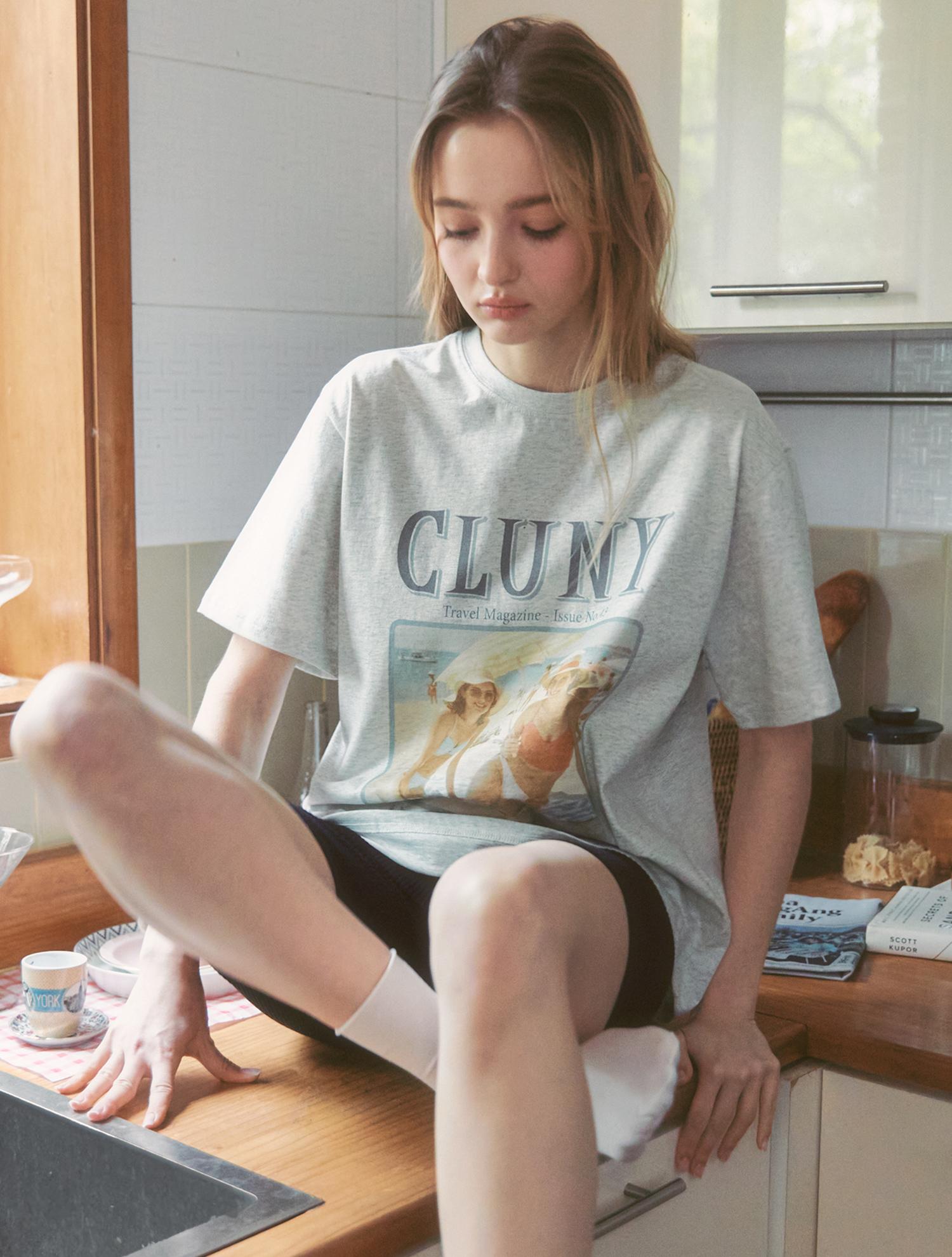 Cluny Sunset Vacation Short Sleeve T-Shirt - Gray Gray/Free