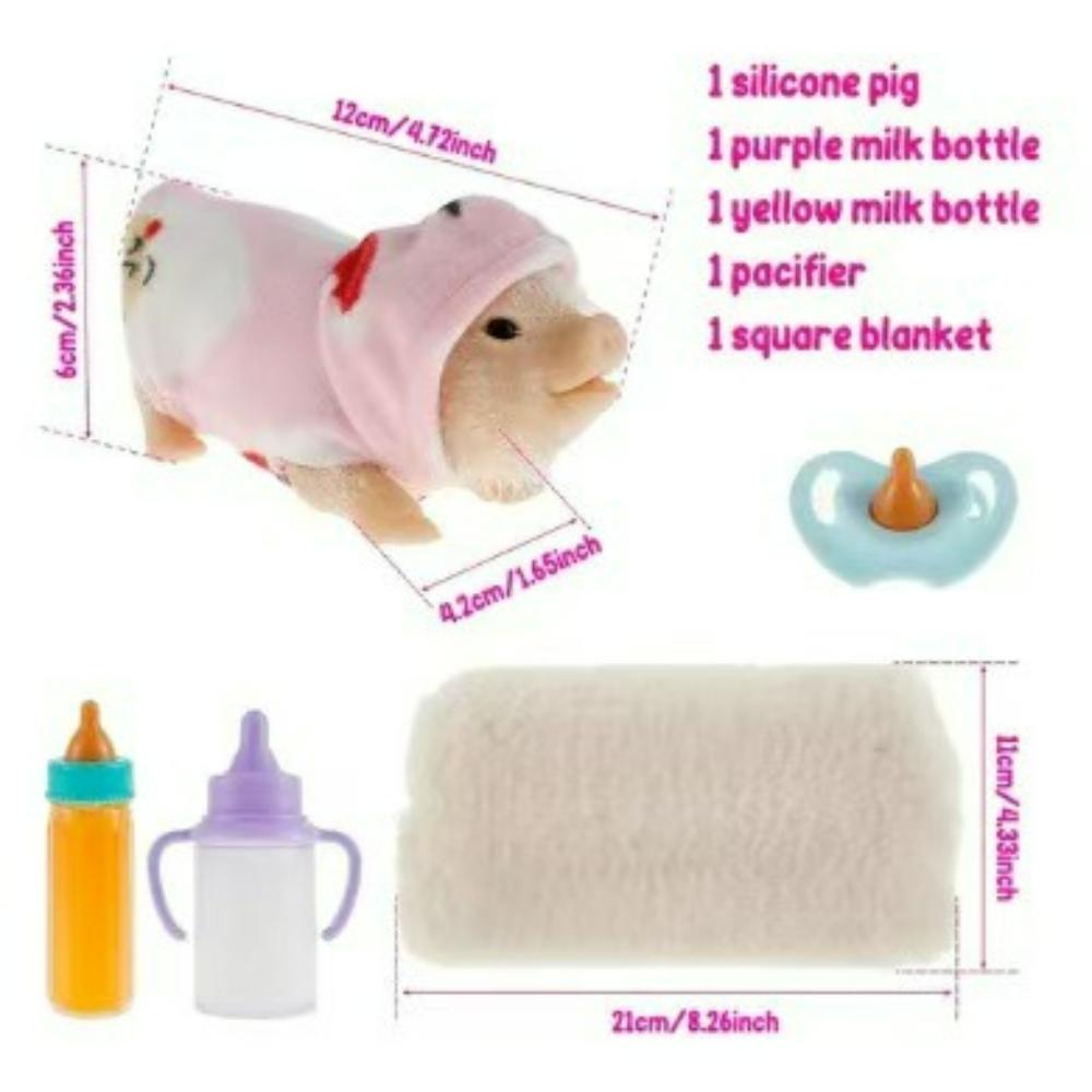 

Reborn Pig Doll Silicone Piglet Soft Cute Mini Realistic Animals with Accessories Lifelike Decompression Toy Gift красный