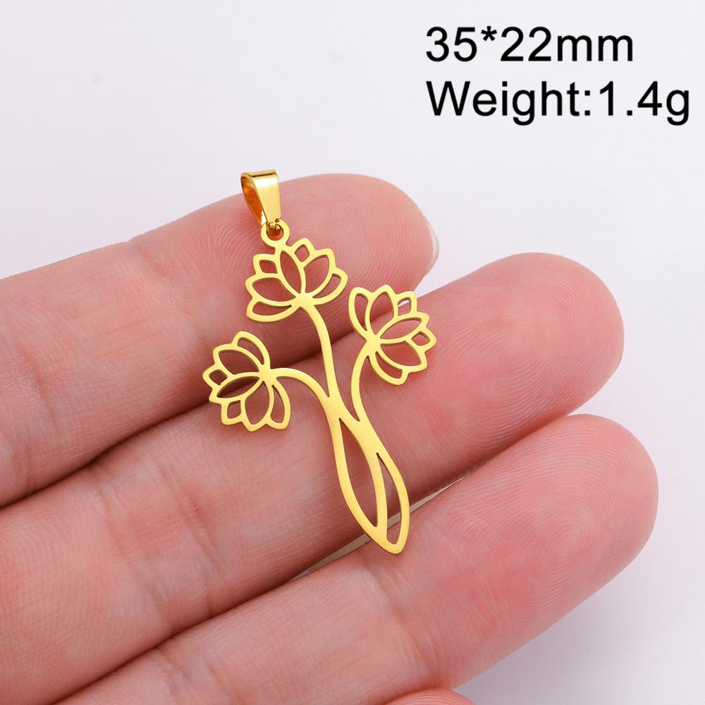 Dawapara Lotus Flower Charm for Jewelry Making Yoga Buddhist Mandala OM Lotus Pendant Accessories Stainless Steel Jewelry