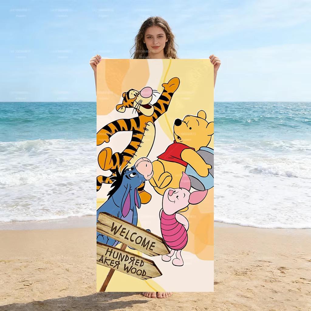 Winnie the Pooh Tigger Full Print Beach Towel, Soft Microfiber Quick Dry Sand Free Bath Towel for Kids Adults Swimming Pool