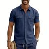 Cotton Linen Shirt Men Pocket Casual Beach Short Sleeve Solid Color Male Tops T-shirts Vintage Streetwear Comfort Casual Shirts