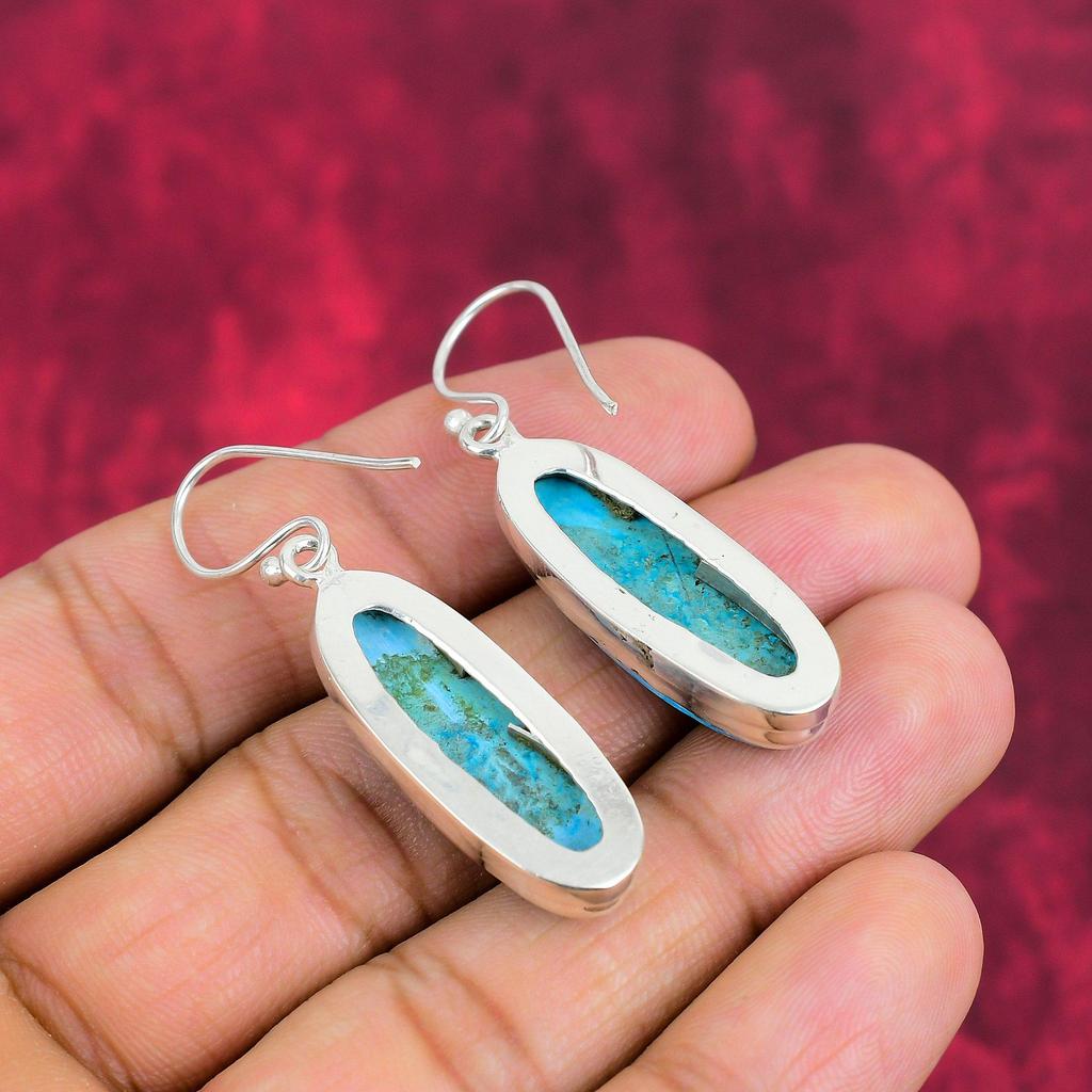 Blaue Türkis Handgemachte Edelstein Ohrringe, 925 Sterling Silber Antik Schmuck Ohrringe, Für Verlobungsgeschenk