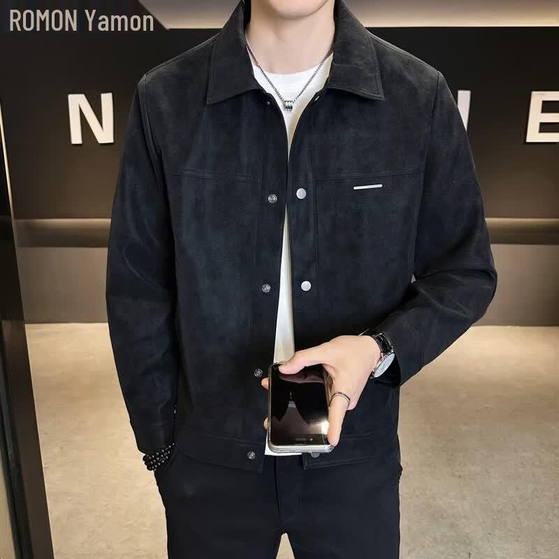 Lomon Men's Suede Biker Jacket