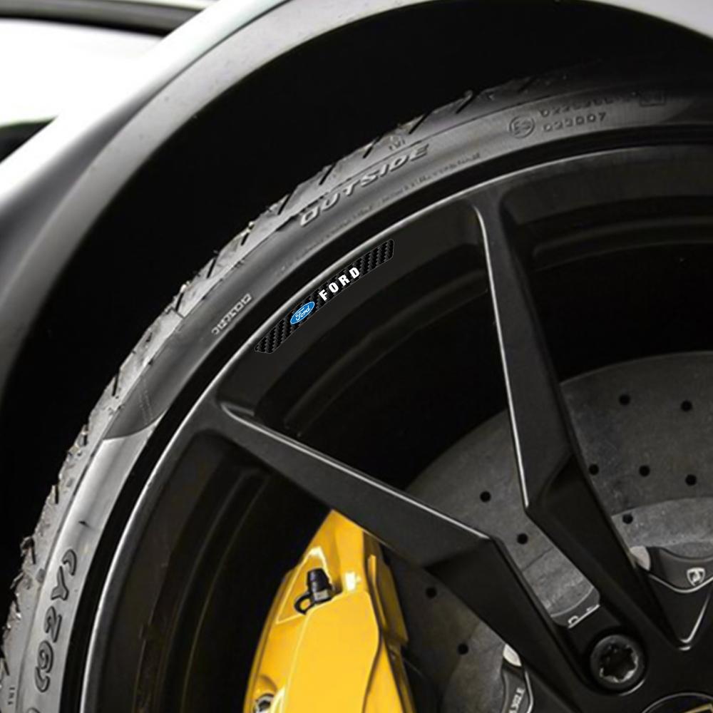4pcs Carbon Fiber Car Tire Wheel Rims Sticker Decoration Auto Accessories For Ford Focus Mustang Mk3 Party Ranger Mondeo Mk4 ST