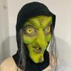 Halloween Hexenmaske: Klassisches Böses Geisterkostüm mit schwarzen Haaren