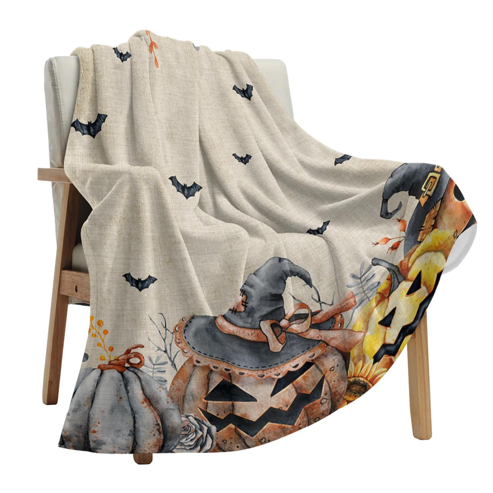 

Halloween Pumpkin Bat Throws Blankets for Sofa Bed Winter Soft Plush Warm Sofa Throw Blanket Holiday Gifts 100x150cm