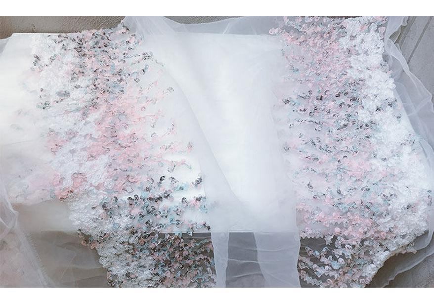 Children's 3D Flower Embroidered Organza Fabric In Stock