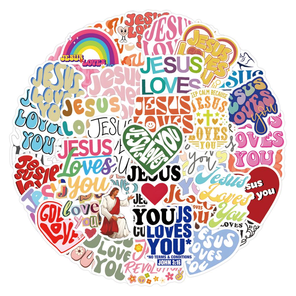 55 New Jesus Loves You Graffiti Stickers Decorate Notebook Suitcase Mobile Phone DIY Stickers