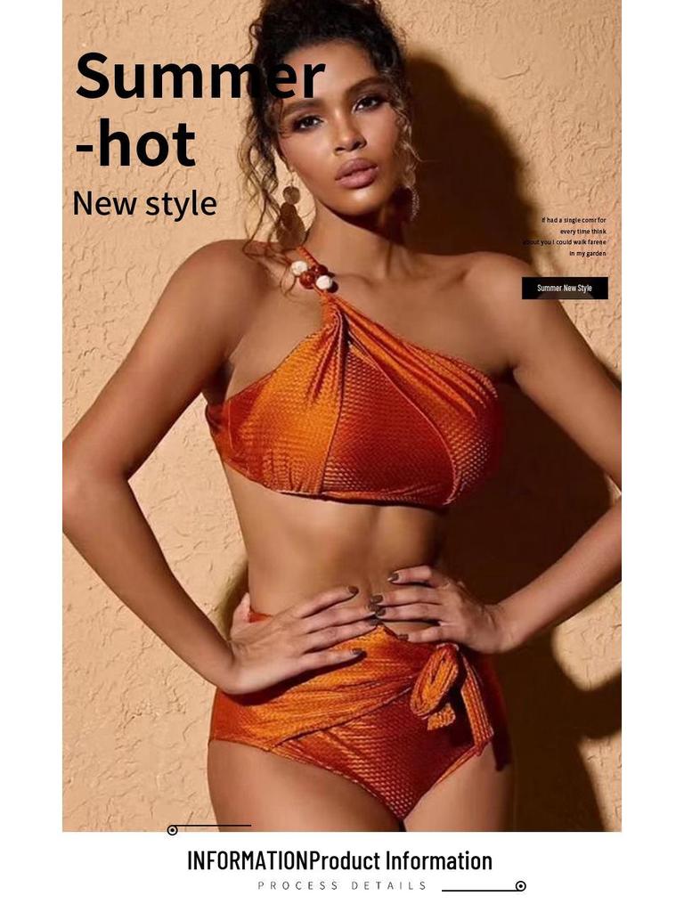 2023 Orange Sexy Sling Bikini & Sun Protection Long Dress Set
