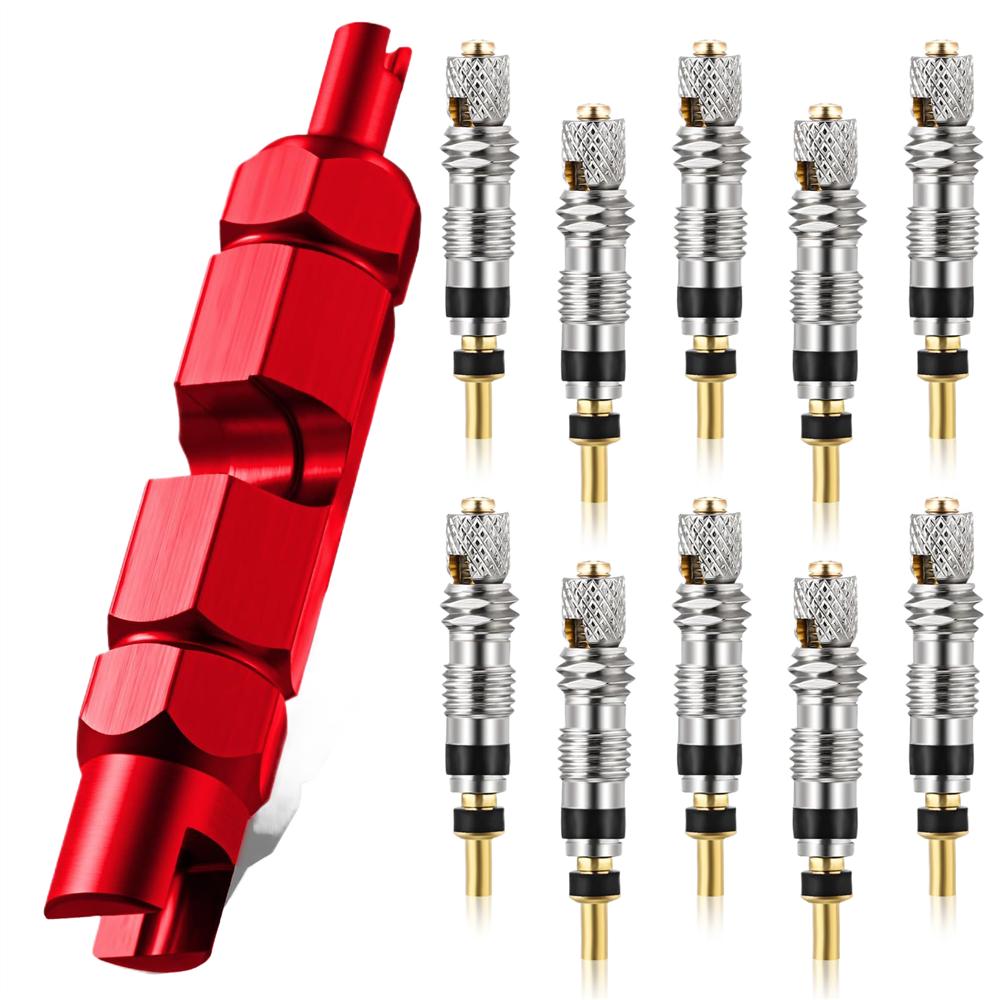 11PCS Presta Valve Core Kit With Large Core Removal Tool for Bike Repair Workshop