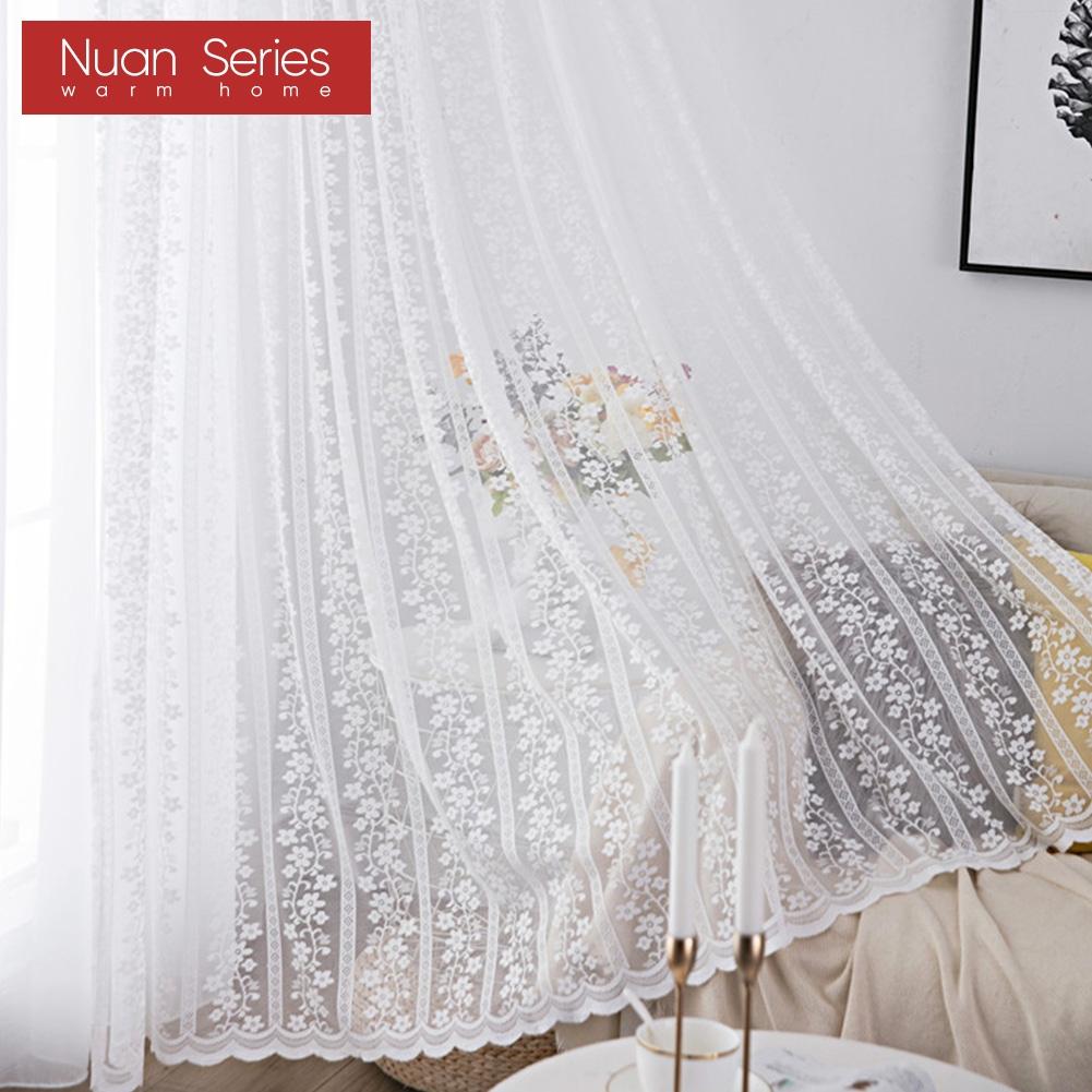 1PC Nuan Series 10-20% Light Blocking French Lace Warp Knitted Sheer Curtain for Living Room Bedroom Balcony Home Decor