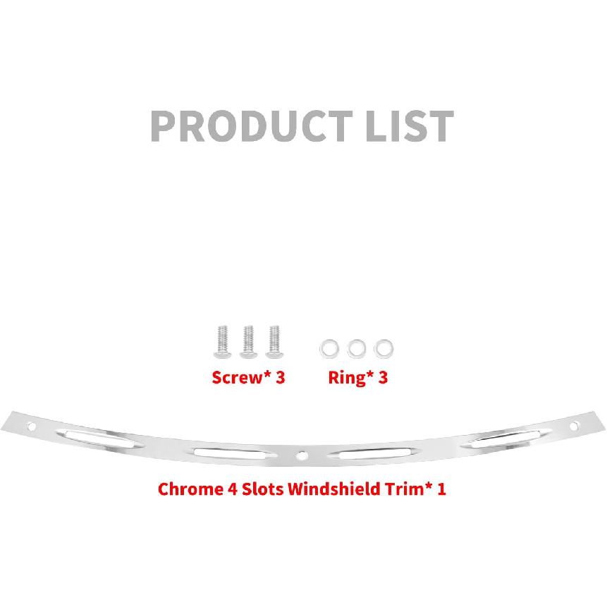 HDBUBALUS Motorcycle Windshield Trim Chrome Windscreen Trim Fit for Harley Touring Electra Street Glide Ultra Limited Tri Glide 1996-2013