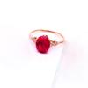Russian 585 Purple Gold Red Stone Ring Fashion Luxury Oval Ring Rose Gold Plated Gemstone Ring