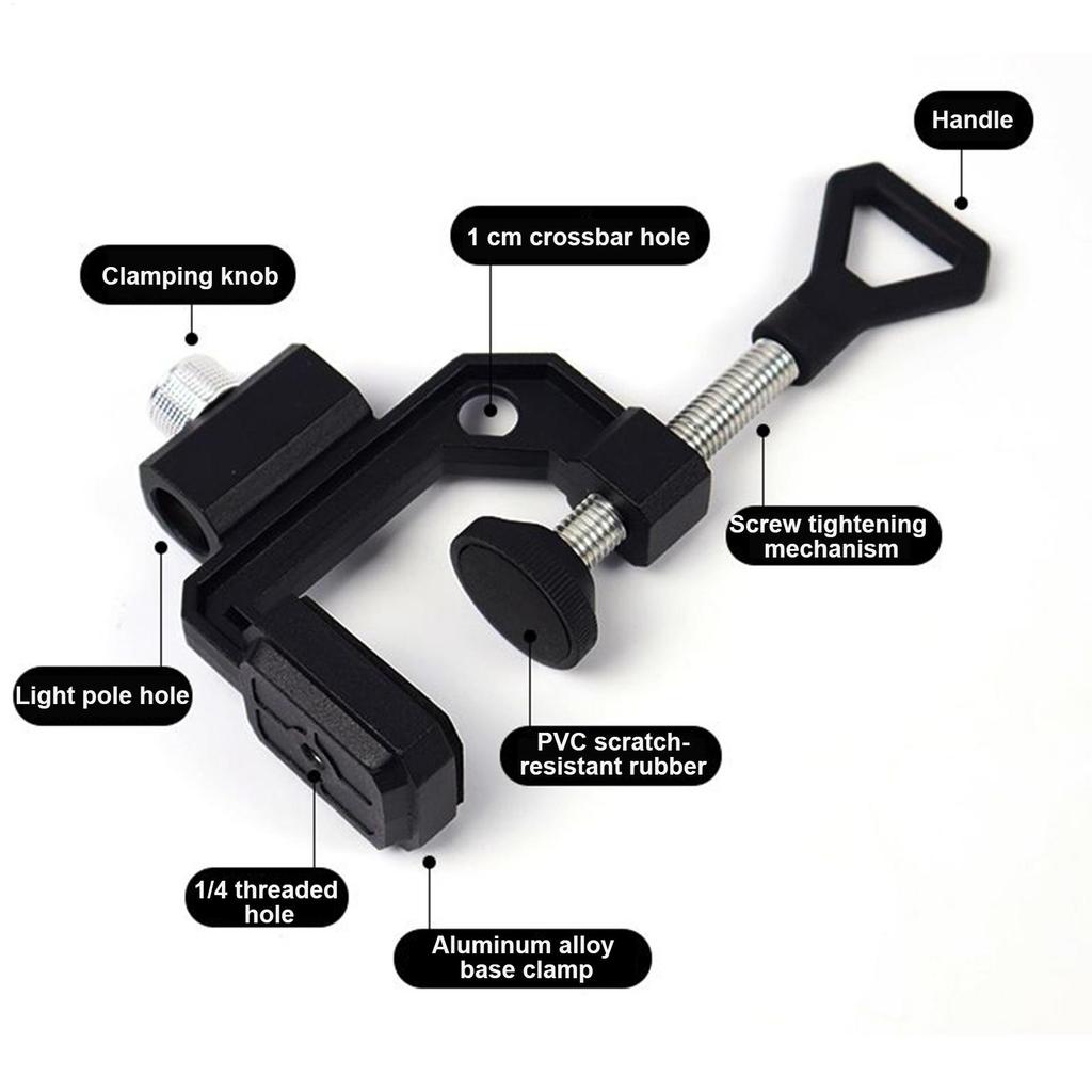 Camera Clip Mount Adjustable Camera Mount Multifunctional Light Stand Camping Lamp Holder Bracket for Outdoor Home Picnic Dorm