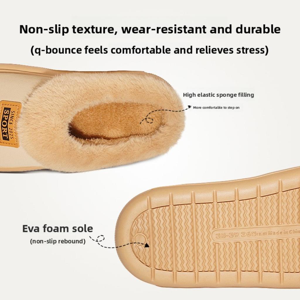 Plush Slippers EVA Thick Bottom Anti Slip Warm Plush Home Cotton Slippers for Women's Outdoor Wear