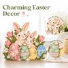 2D EasterRabbit Easter Egg Wooden Ornament Spring Flower Theme Ornament