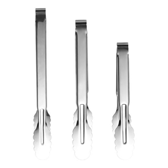 Stainless Steel Food Tongs Non-Slip Grip Bread Serving Tongs Heat-Resistant Rust-Proof Mirror Polished Kitchen Utensils for BBQ Buffet