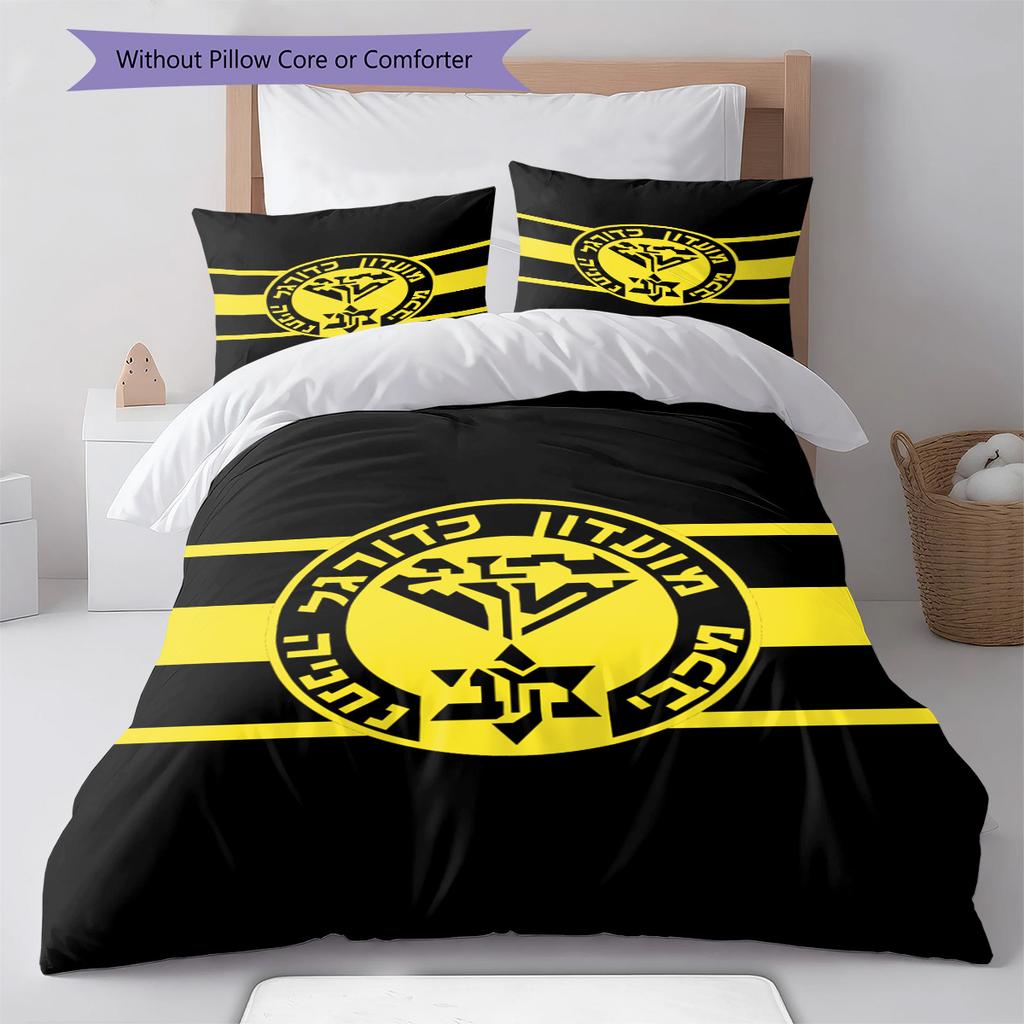 Juego de Ropa de Cama con Patrón del Maccabi Netanya FC Funda Nórdica Funda de Almohada Decoración del Hogar Regalo (1 * funda nórdica + 2 * fundas de almohada, sin núcleo)