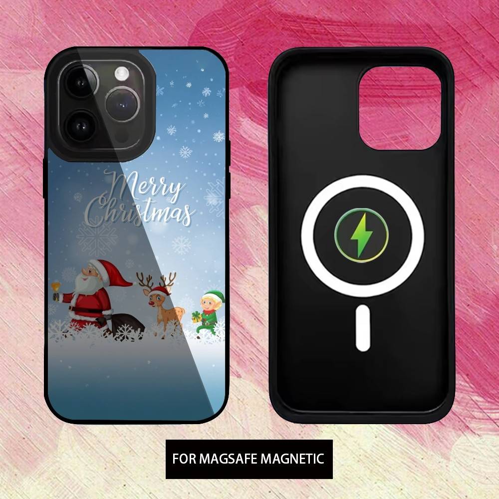 Cartoon Christmas Phone Case For iPhone17,16,15,14,13,12,11 Plus,Pro Max Magnetic Magsafe Wireless Charging