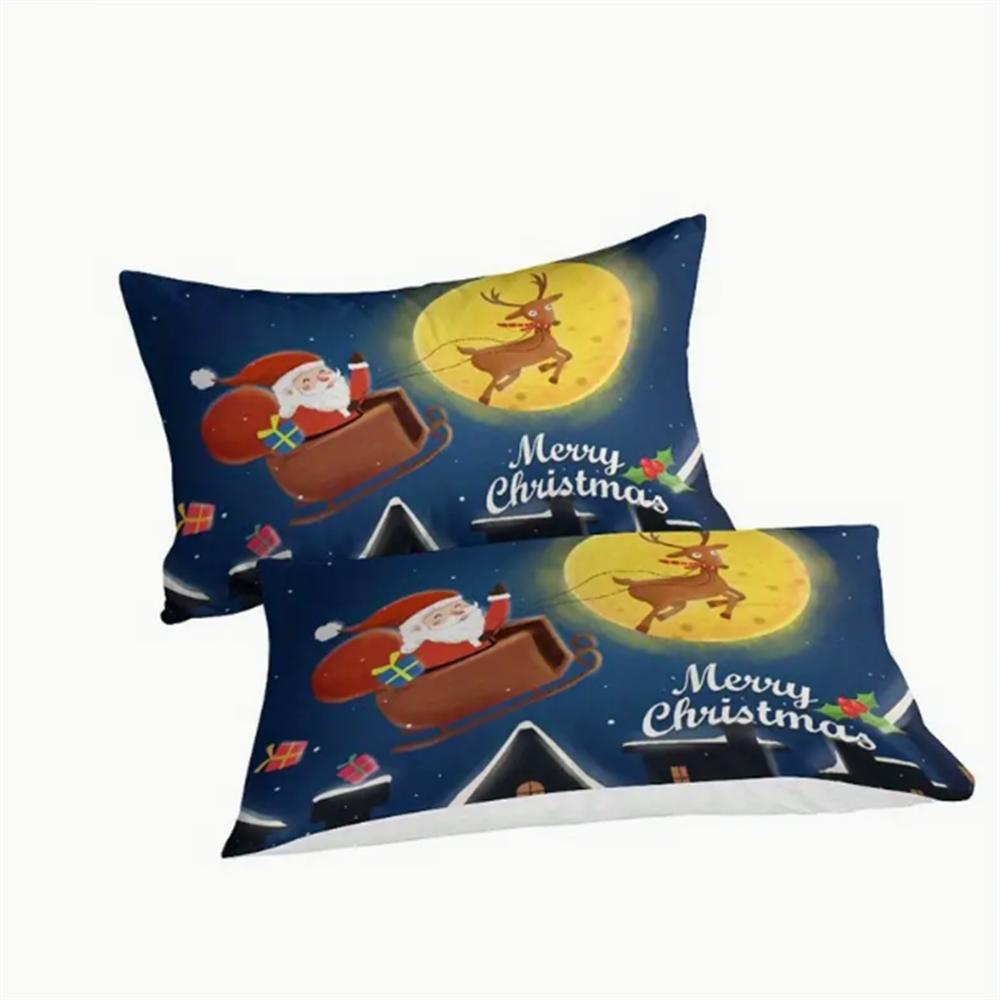 3D Digital Print Bedding Set 2/3-Piece Christmas Theme Duvet Cover Breathable Polyester Fabric Machine Washable Zipper Closure