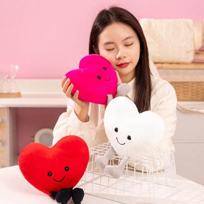 Boneca de pelúcia PP algodão enchimento dia dos namorados coração travesseiro romântico vermelho amor brinquedo de pelúcia para decoração de casa