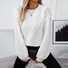 Autumn Winter Vintage Loose Knitwear Sweater Long Sleeve Solid Color Pullover O Neck Top