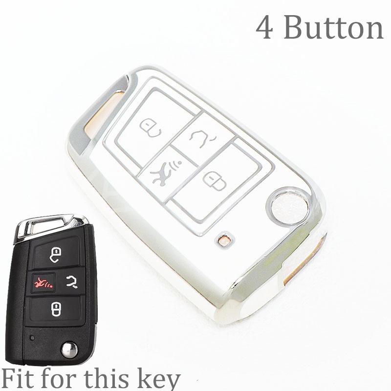 4 Buttons Auto Tpu Car Key Case Cover Fob For Volkswagen Vw Golf 7 Alltrack Mk7 Tiguan Seat Ateca Leon Ibiza Skoda Octavia