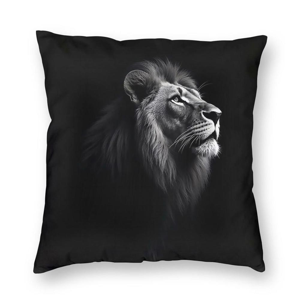 Four Animal Head Lion Tiger Black Panther And Wolf Square Pillowcase Pillow Cover Cushion Throw Pillow for Home Sofa Living Room