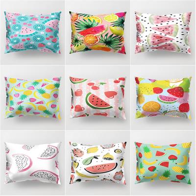 Ins Fruit Single Sided Polyester Pillow Case Watermelon Banana Pineapple Strawberry Pattern Waist Cushion Cover Bedside Pillow Case