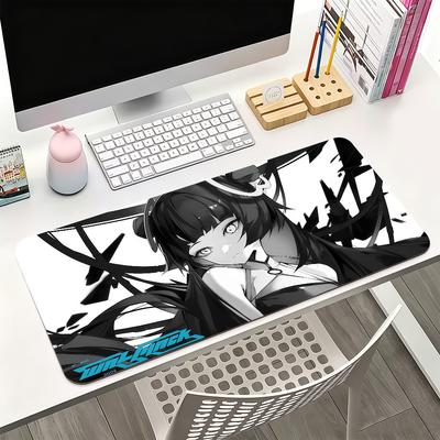 Anime Girl S-Shiny Yume Black Mouse Pad For Office Gaming And Keyboards Non-Slip Large Waterproof
