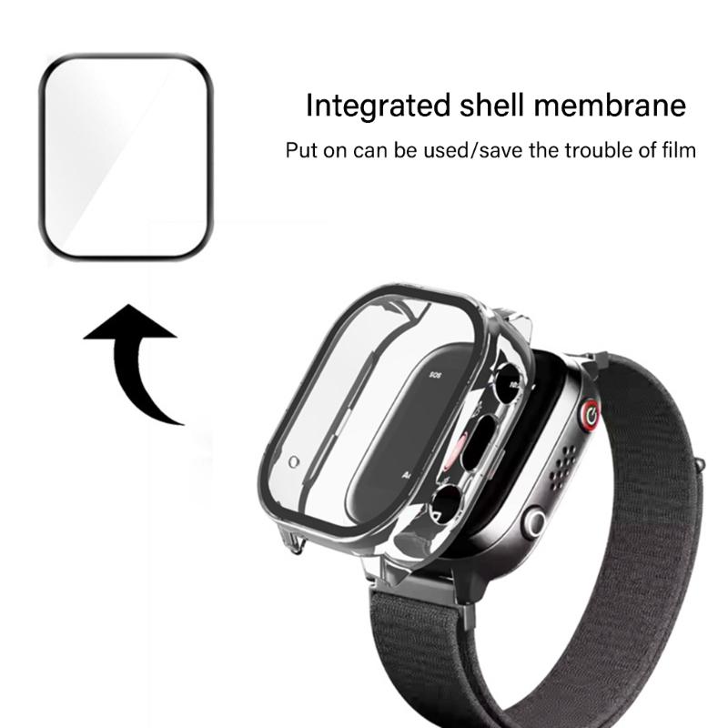 Full Coverage Smartwatch Integrated Tempered Glass PC Screen Protector Hard Sleeve Case Indoor Outdoor Use for JrTrack 3