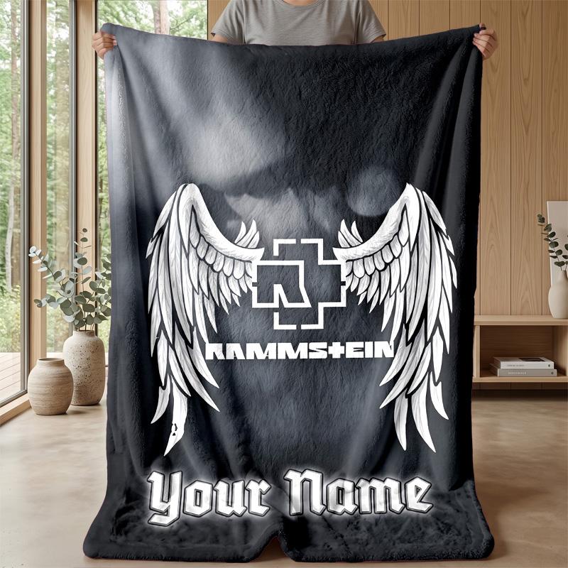 Rammstein Custom Flannel Throw Blanket Print Your Name Text Soft Warm Blanket Holiday Present