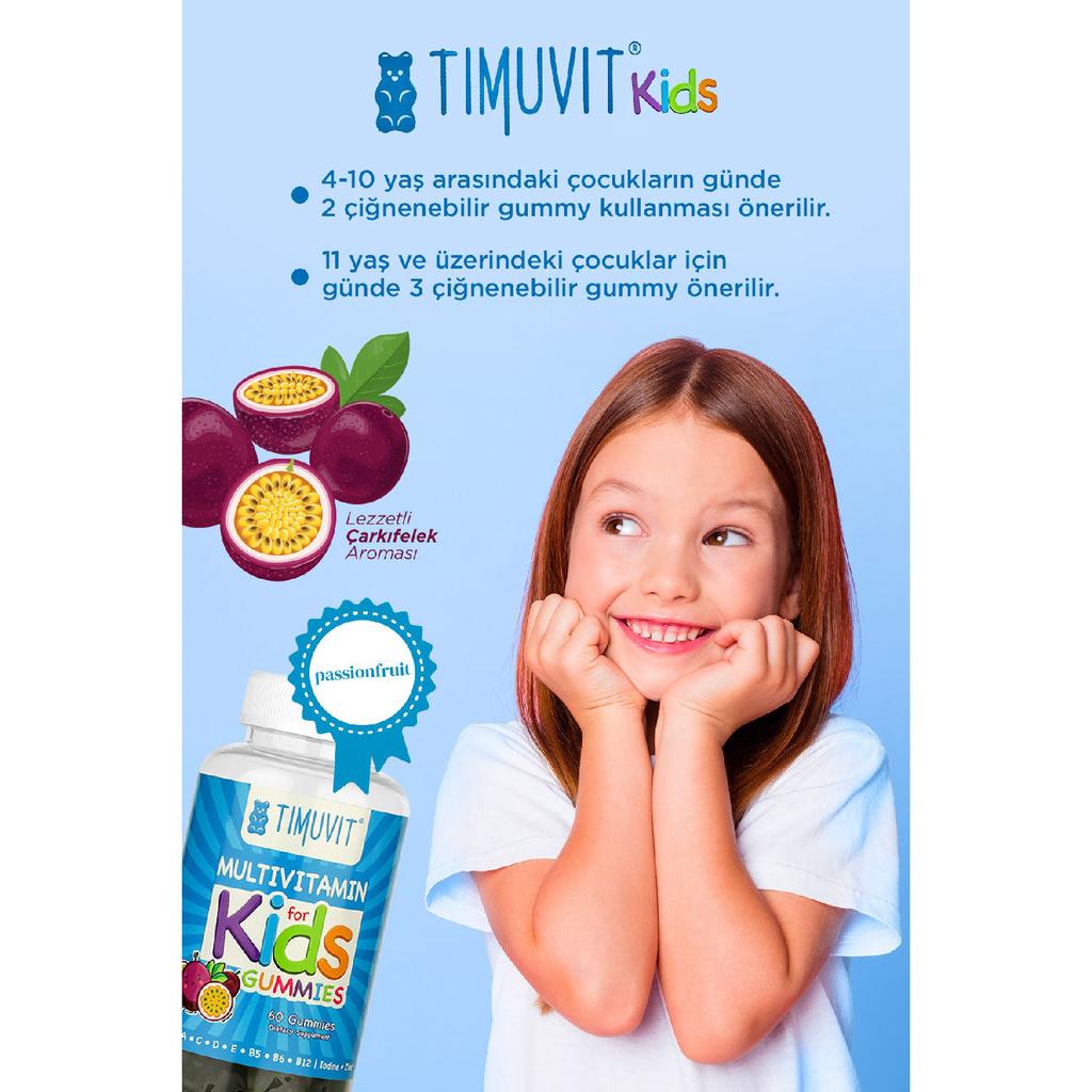 Multivitamin For Kids | Vitamin C, D3 And Zinc For Children 60 Delicious Chewable Gummy